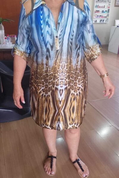 Vestido Azul/Dourado