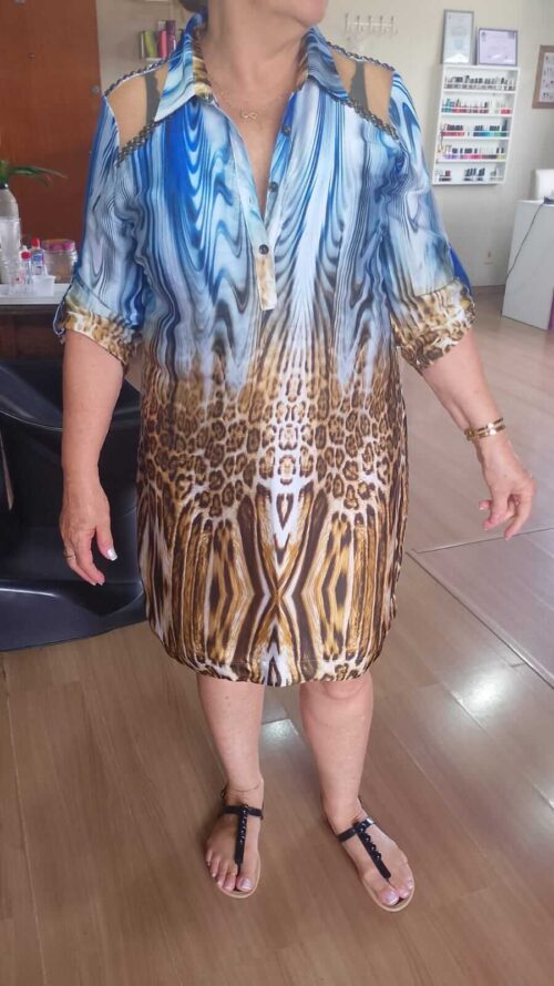 Vestido Azul/Dourado