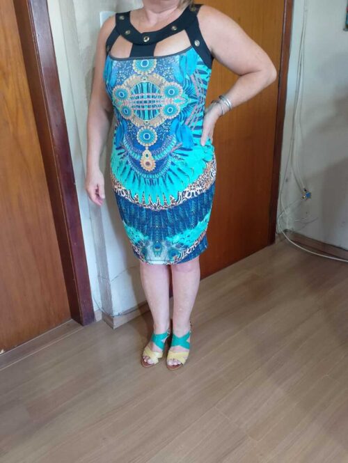 Vestido azul, dourado e preto - Image 3